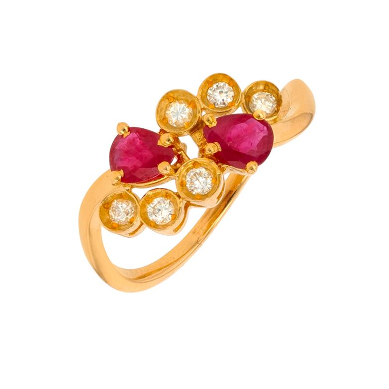 Bague rubis 0.40 carat et diamants 0.12 carat or jaune 2.57g Comme neuf -  reconditionné disponible sur Gemme Les Bijoux